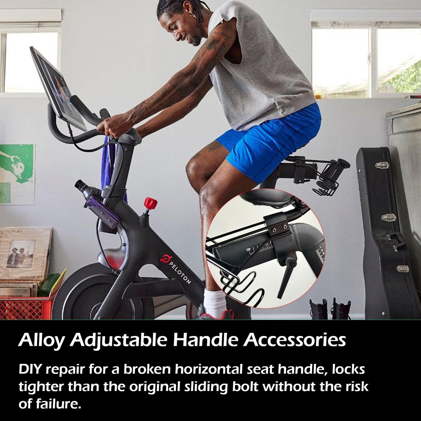 Exercise Bike Horizontal Seat bar Adjustment Lever Replacement parts for peloton Spin Bike Adjuster Handle, Alloy Adjustable Handle Accessories (black 2)