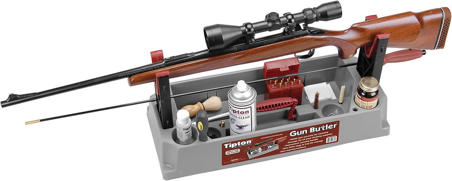 Tipton Gun Butler with Non-Marring Cleaning Forks and Storage Compartments for Secure Firearm Cleaning and Maintenance Green