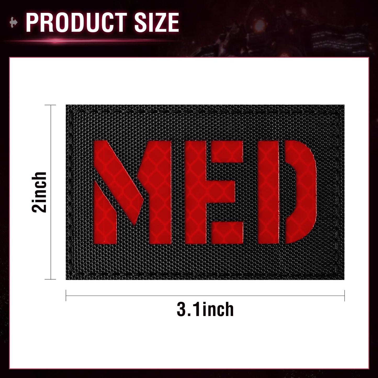 IANZE 2Pcs IR Reflective Medic Patches Tactical Military Patches, Infrared IR EMS EMT MED Medical Morale Hook and Loop First Aid Patches Style 2