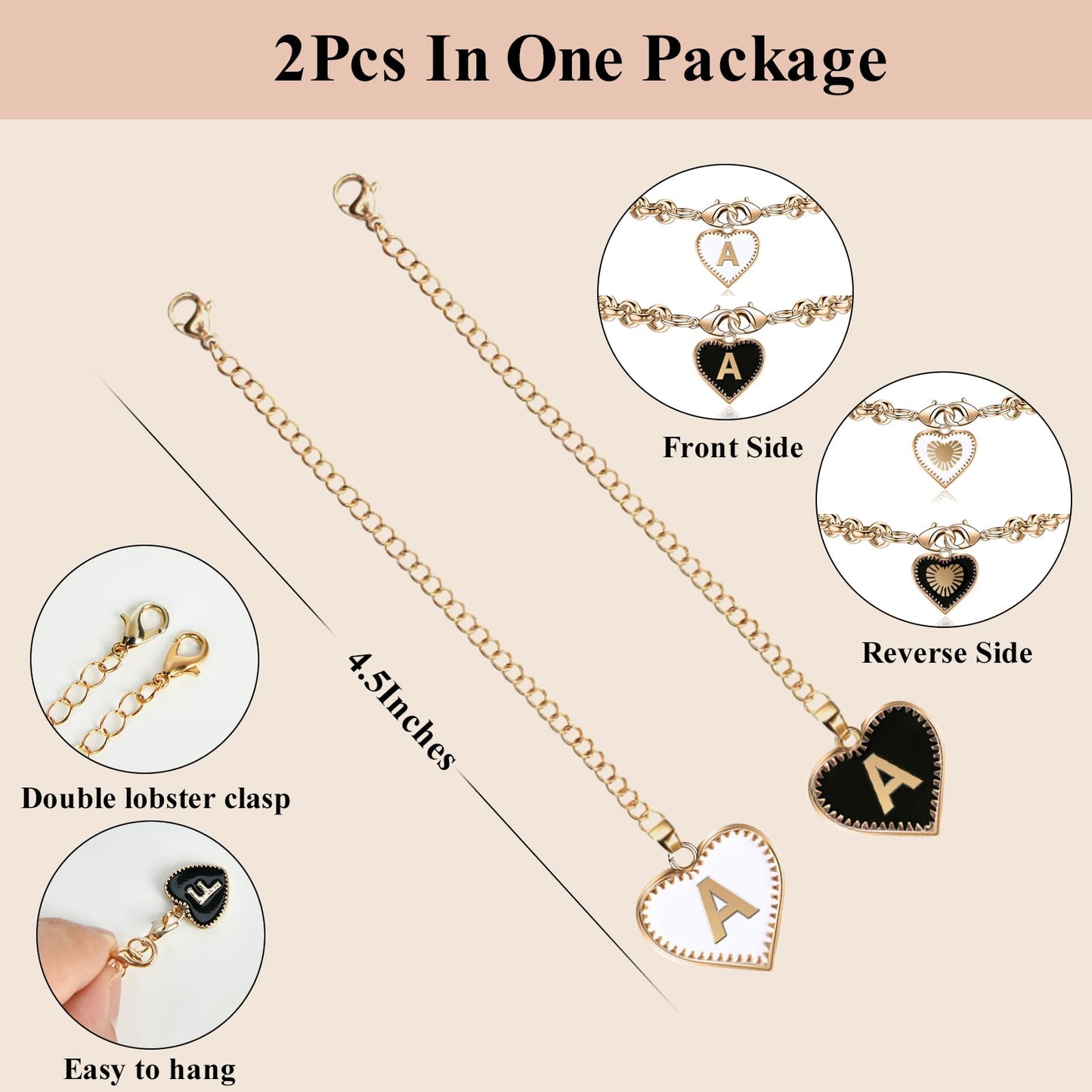 ibeacos Personalized Gifts for Women 2PCS Initial Letter Charm for Stanley Cup Accessories,Stainless Steel Name Letter Charm for Stanley/Simple Modern Tumbler 40 oz,Great gifts for Mother's Day