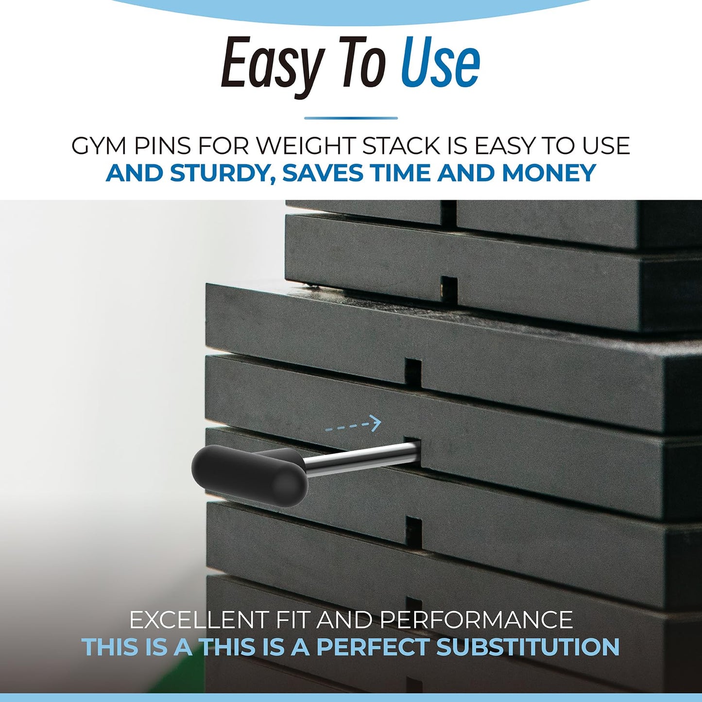 Sconva Weight Stack Pin Replacement, Pin Tensile 3/8" Diameter 5-1/2" Locking Space Universal Workout Equipment Weight Stack Selector Pin for Home Gym Exercise Machine Parts & Accessories