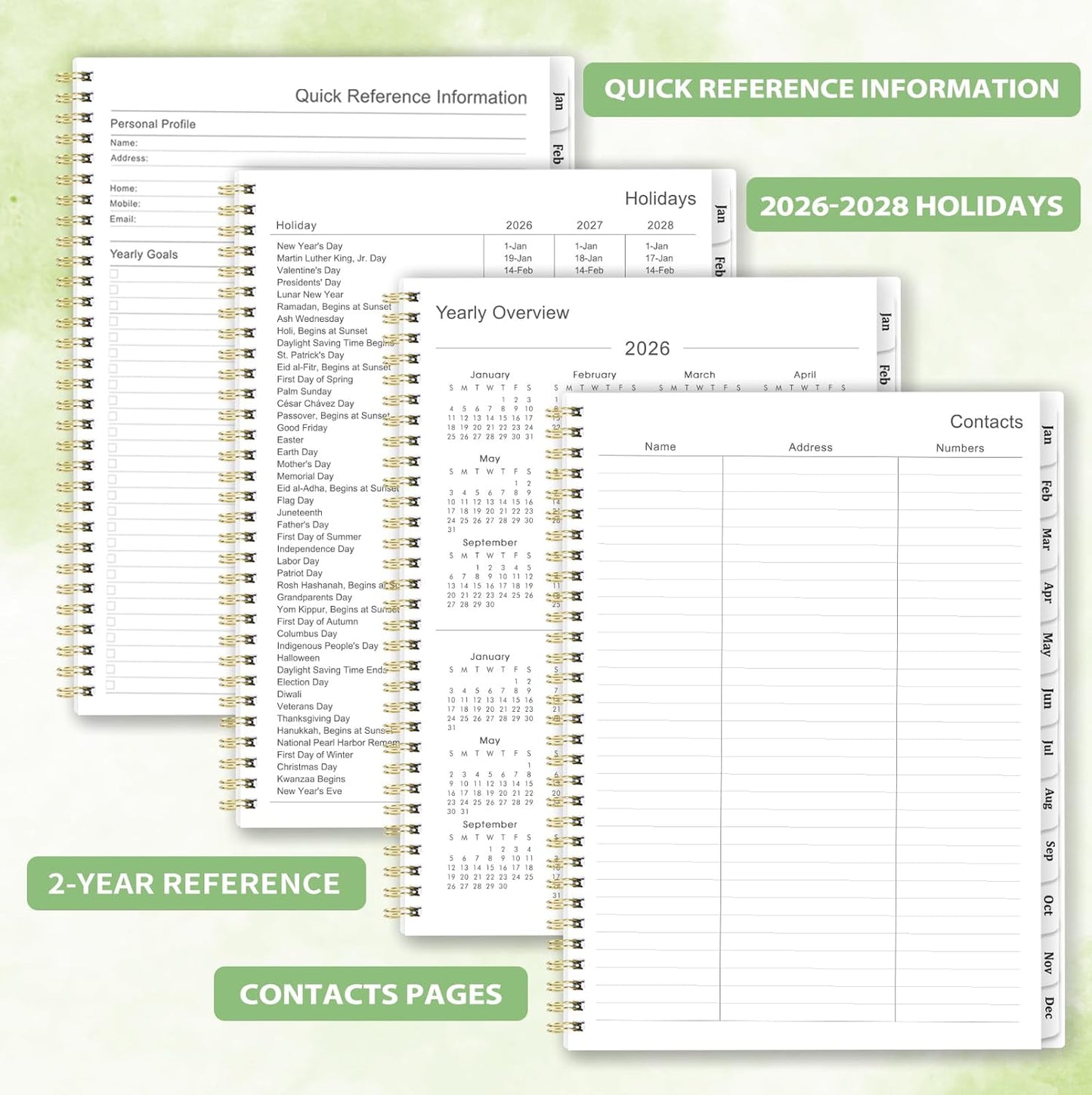 2026 Planner - Planner 2026 Weekly and Monthly with Tabs, 9’’ × 11’’, Jan 2026 - Dec 2026, Hardcover, 12 Monthly Tabs, Premium Paper, Twin-wire Binding, Inner Pocket