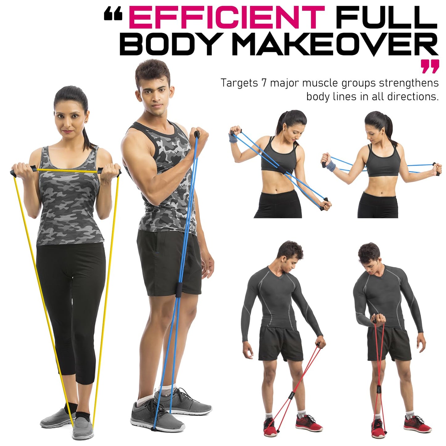 5.9ft Resistance Bands for Working Out, Figure 8 Fitness Resistance Bands for Physical Therapy, Stretch, Recovery, Pilates, Rehab, Strength Training and Yoga Starter Set