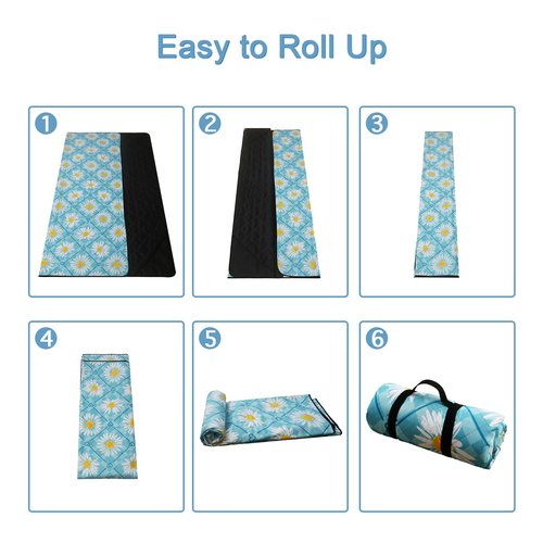 Picnic Blanket Extra Large(79" x 82"), 3-Layer Thickening Camping Blanket, Machine Washable Outdoor Blanket, Wear-Resistant, Soft and Comfortable, Sandproof Beach Mat for Beach, Park, Lawn(Flower)