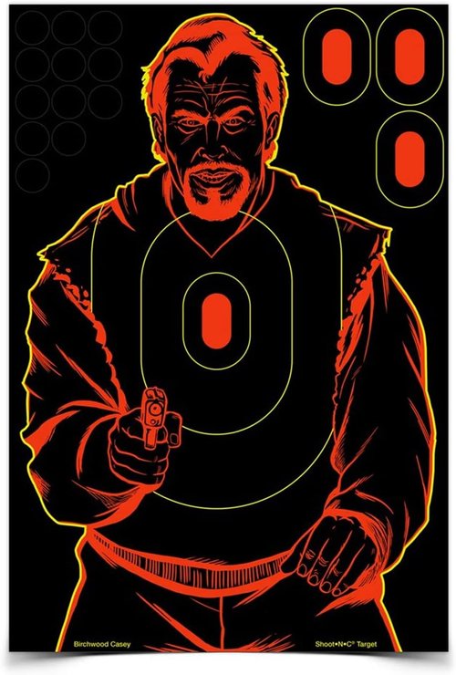 BIRCHWOOD CASEY Shoot-N-C 12" X 18" Bad Guy Silhouette Target - Highly Visible Instant Feedback Reactive Self-Adhesive Shooting Targets