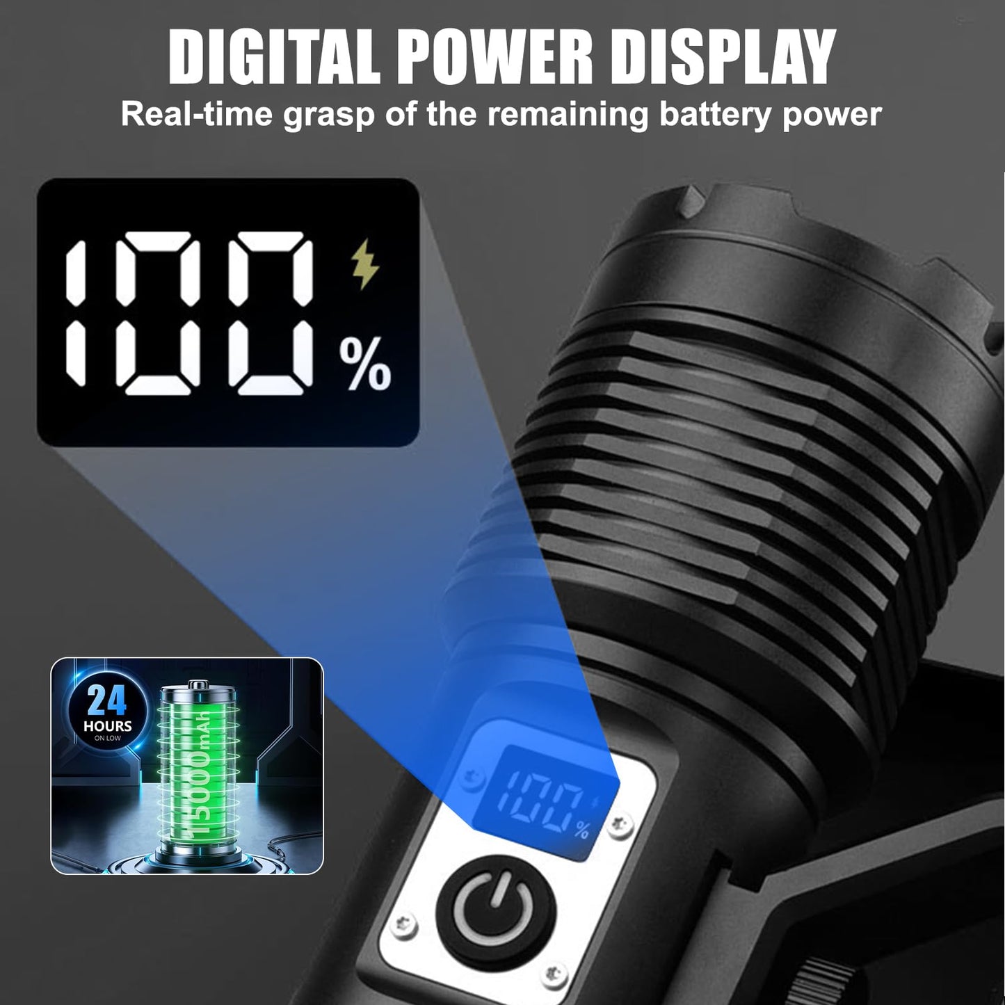 Flashlights High Lumens, Rechargeable Flashlights with Cob Taillight, 2500 Lumens Super Bright Flashlight, Flash Light with 11 Modes for Camping Emergencies Outdoors