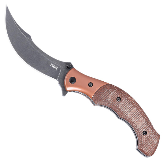 CRKT Ritual Compact Assisted Opening Folding Knife: Persian Blade Style with 12C27 Steel, Micarta Handle w/Stainless Steel Bolster, Liner Lock, 7465