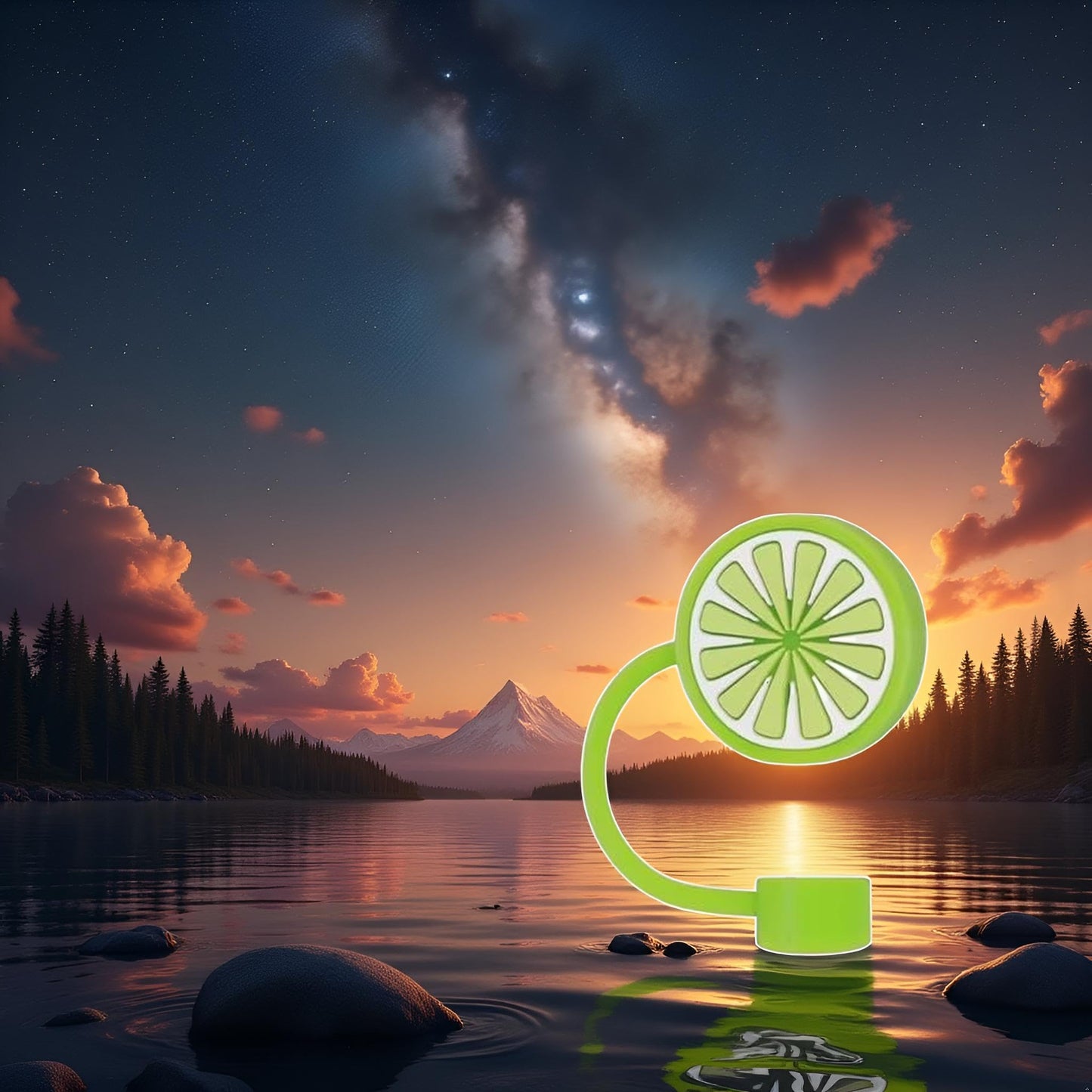 Green lemon Straw Cover for Stanley 40&30 Oz Cup, 10mm Silicone Straw Covers Cap for Stanley Cup Accessories, Cute Topper for Tumblers, Cap Stopper for Reusable Straws Tip Lids（DM567）