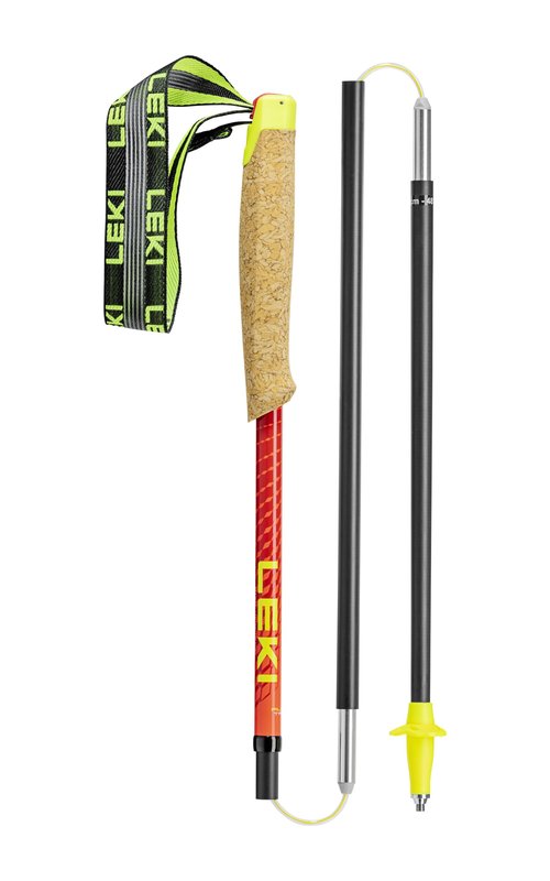 LEKI Neotrail Pro FX.One Superlite Carbon Collapsible Lightweight Trekking Poles for Hiking & Trail Running - Naturalcarbon-Brightred-Rubyred - 115 cm