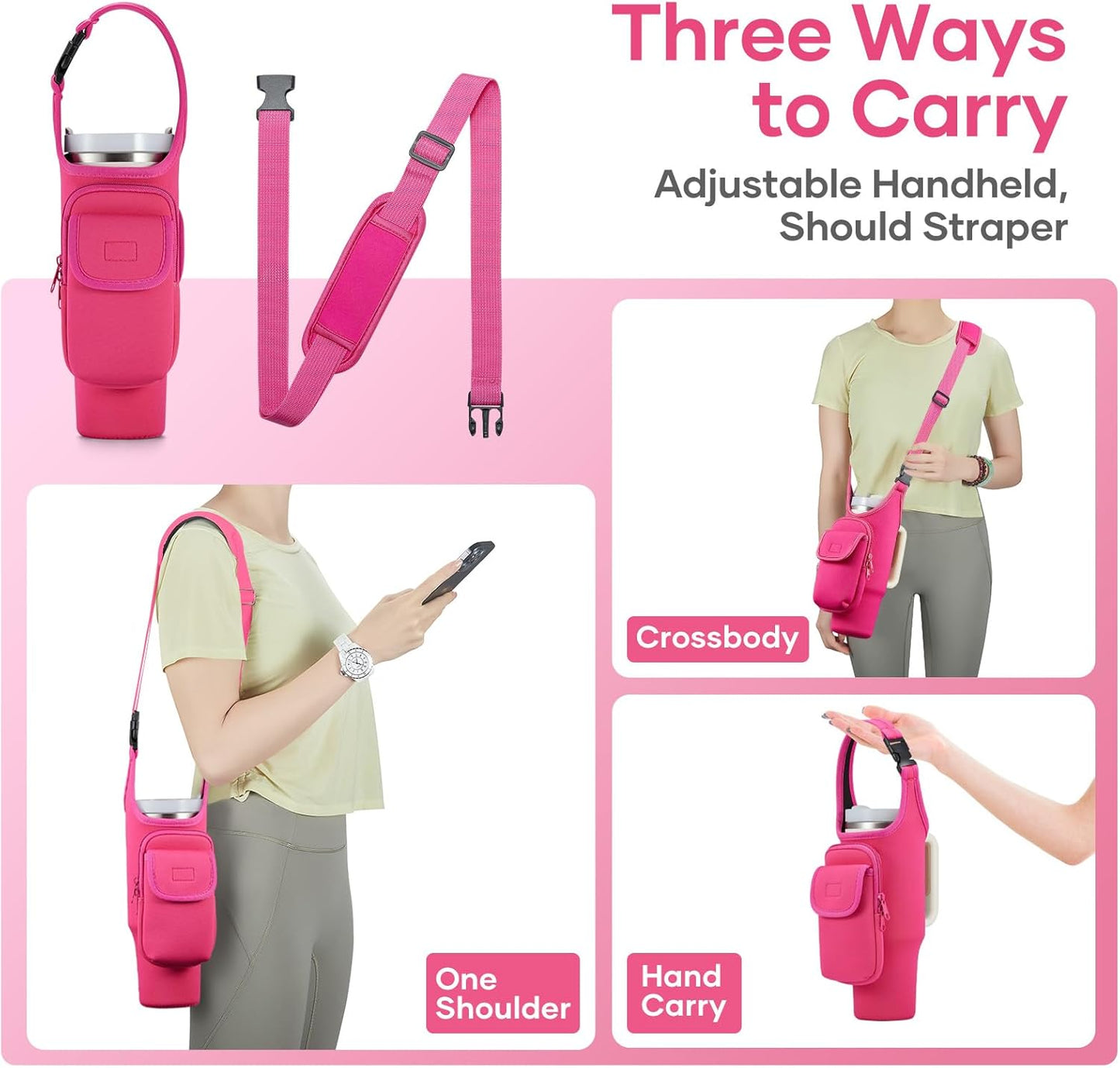 Insulated Neoprene Carrier Bag for Stanley 40/30oz Tumbler | Phone & Flap Pockets