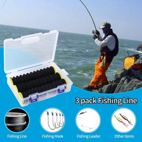 Vefungyan Fishing Line Storage Holders Organizer: 3pcs Fishing Line Spooler Winder, Fishing Line Hook and Leader Keeper with Rigging Spools