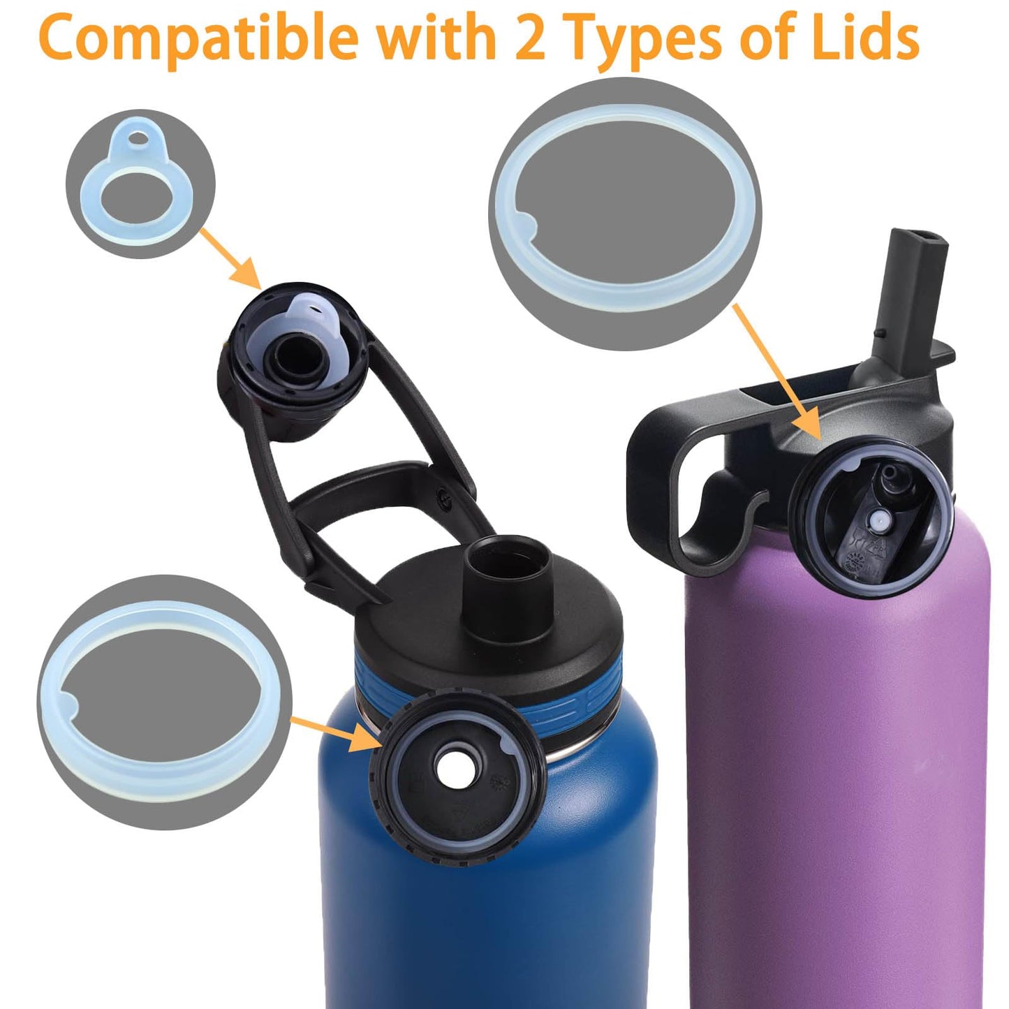 ACGZBD Water Bottle Gasket Replacement for Thermoflask 24oz/40oz Insulated Stainless Steel Water Bottle Lid - 3 Sets Silicone Gaskets Each for Water Bottle Straw Lid, Chug Lid & Chug Spout (9Pcs)