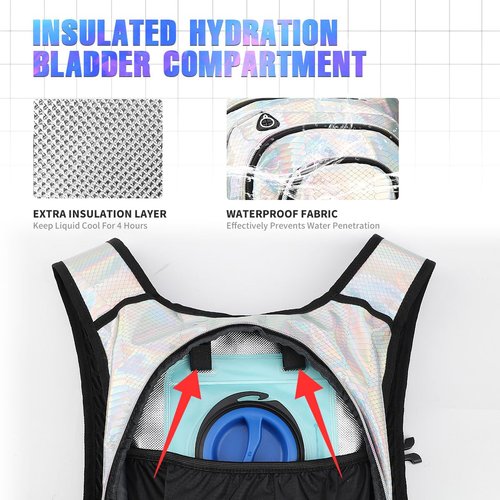 Niggeey Hydration Backpack, Festival Rave Hydration Pack, Water Backpack with 2L Hydration Bladder, Rave Backpack Hydration Pack Hydropack Hydro for Hiking, Biking, Festivals, Raves