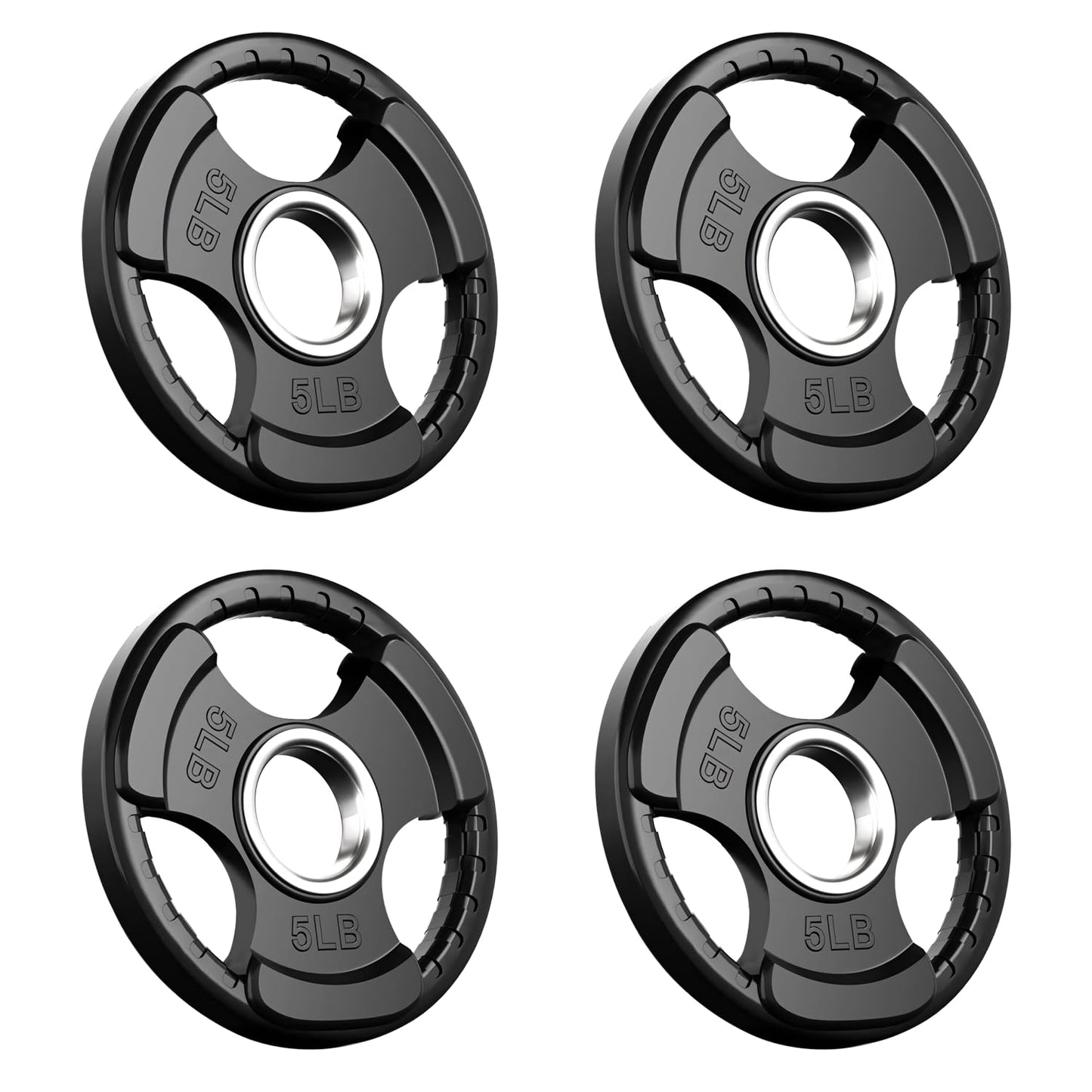 ezbcoaoa Olympic Rubber Grip Plates for Barbell, 2-Inch Weight Plates for Weight lifting and Strength Weights Training in Home & Gym(5LB*4)