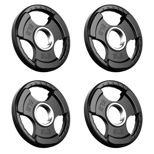 ezbcoaoa Olympic Rubber Grip Plates for Barbell, 2-Inch Weight Plates for Weight lifting and Strength Weights Training in Home & Gym(5LB*4)