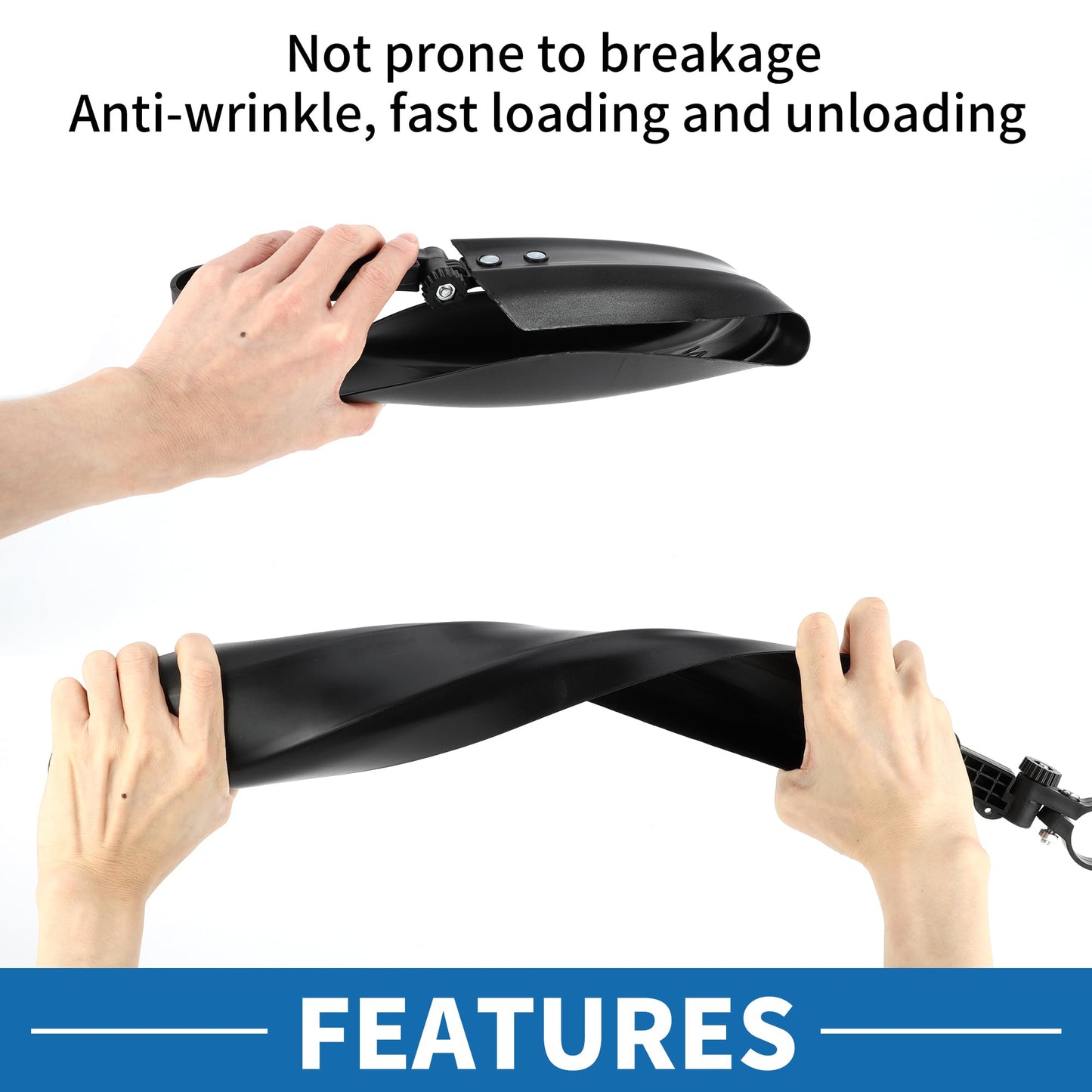 A ABSOPRO Universal Front and Rear Bike Fenders Bicycle Mud Guards Suitable 31.5cm 58cm Durable Cycling Bike Mudguards Set Plastic Black 1 Set