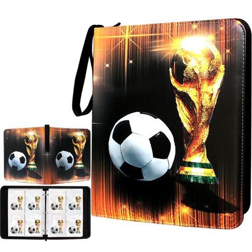 Trading Card Binder 400 Pockets, Soccer Card Binder Holder with 50 Removable Sleeves Fits 400 Sport Cards, Soccer Card Gifts Collector Album with Zipper Storage Display Case