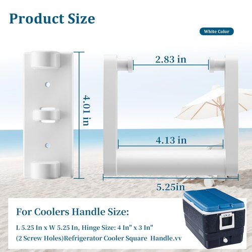 BiLLNE Cooler Replacement Handle,for 21023 25-72 Quart Cooler White Square Swing-Up Handle,White Plastic Cooler Replacement Handles