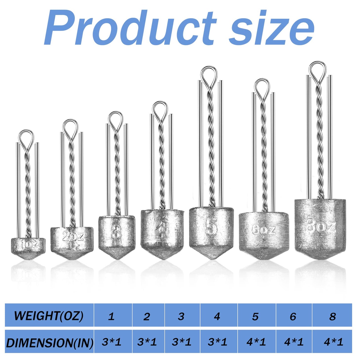 Jenaai Sputnik Sinker Long Tail Surf Fishing Weights Spider Weights for Saltwater Equipment Fishing Ocean Beach Casting Fishing Bottom Holder, Silver (1 Oz-8 oz,7 Pcs)