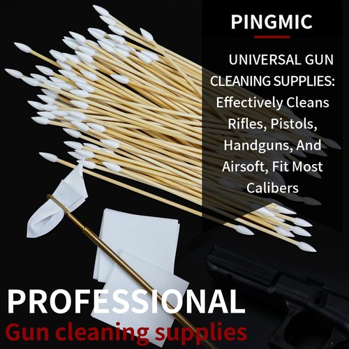 Gun Cleaning Supplies in Storage Box - 600PCS Patches and 200PCS 6" Double-Ended Swabs, 2" x 2" Lint Free Gun Cleaning Patches Fit Most Caliber Firearms