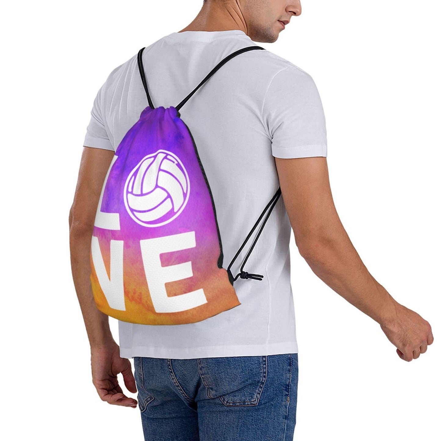 AIMASTZ Love Volleyball Unisex Drawstring Backpack Bag Sport Gym Swim Travel Sackpack