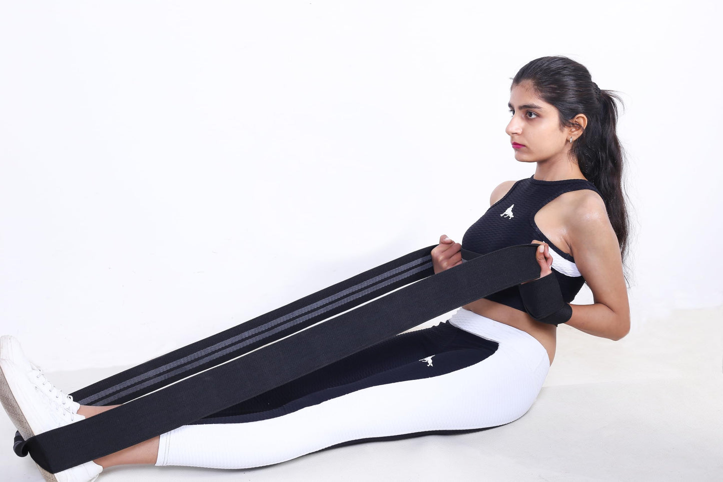 Fabric Resistance Bands for Women and Men - Non-Slip, Durable Exercise Bands for Stretching, Yoga, and Home Fitness (Black 76" Long Belt)