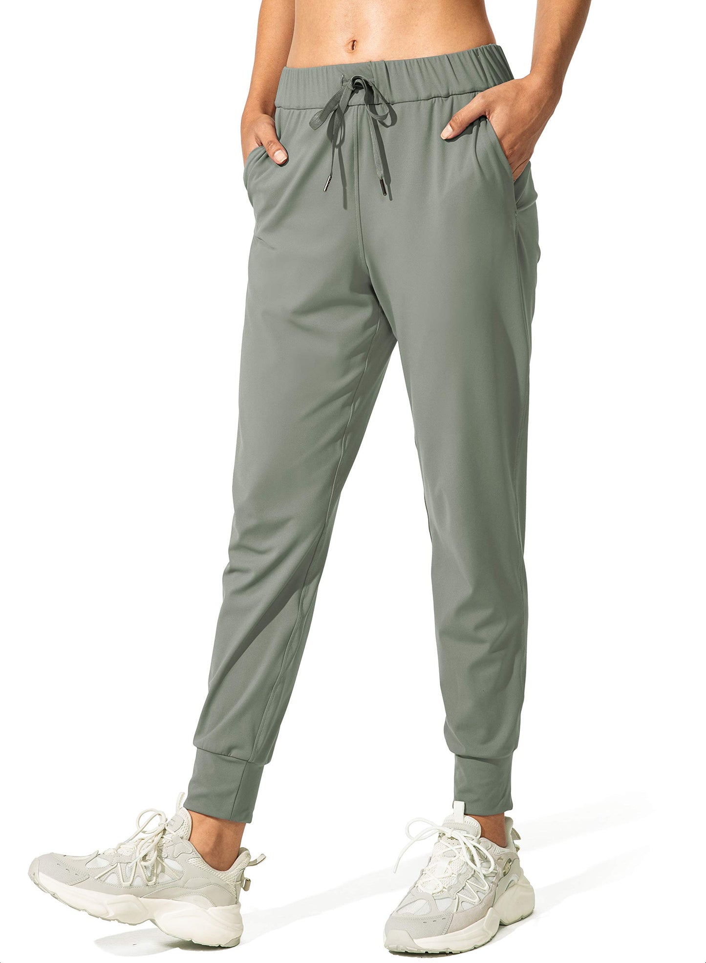 SANTINY Women's Joggers Pants Pockets Drawstring Running Sweatpants for Women Lounge Workout Jogging(Grey Sage_XS)