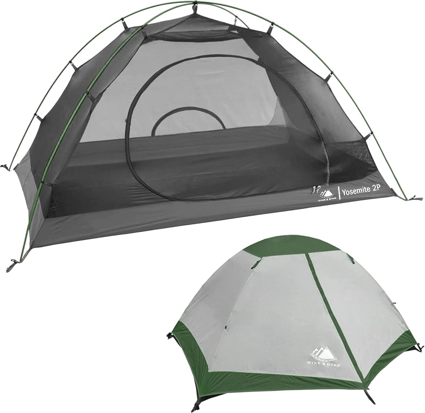 Hyke & Byke Yosemite Hiking & Backpacking Tent - 3 Season Ultralight, Waterproof Tent for Camping w/Rain Fly and Footprint - 2 Person - Lime Green