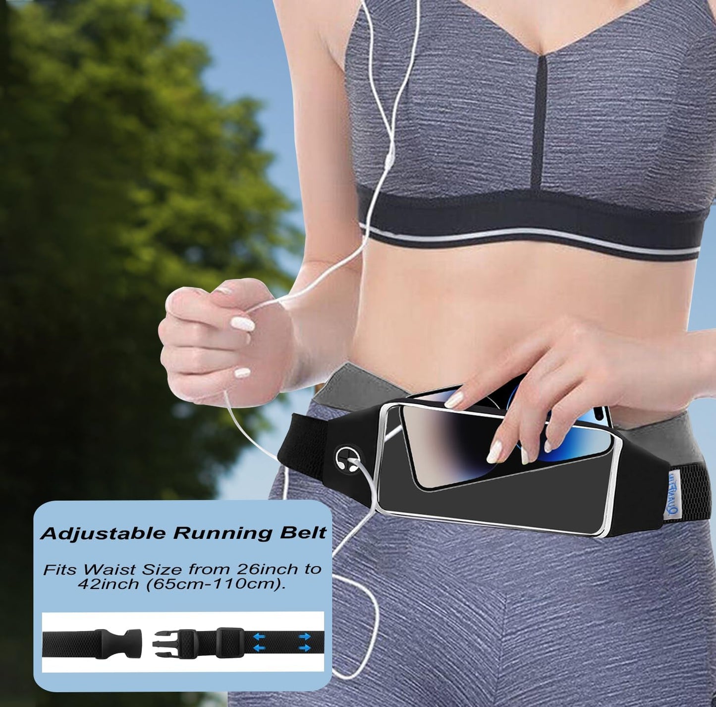 Running Belt for Women Men, Fanny Pack, Belt Bag, Money Belt, Waterproof Workout Waist Pouch Phone Holder with Touchscreen, Gym Running Gift Gear Accessories fits Phones UP to 6.5"