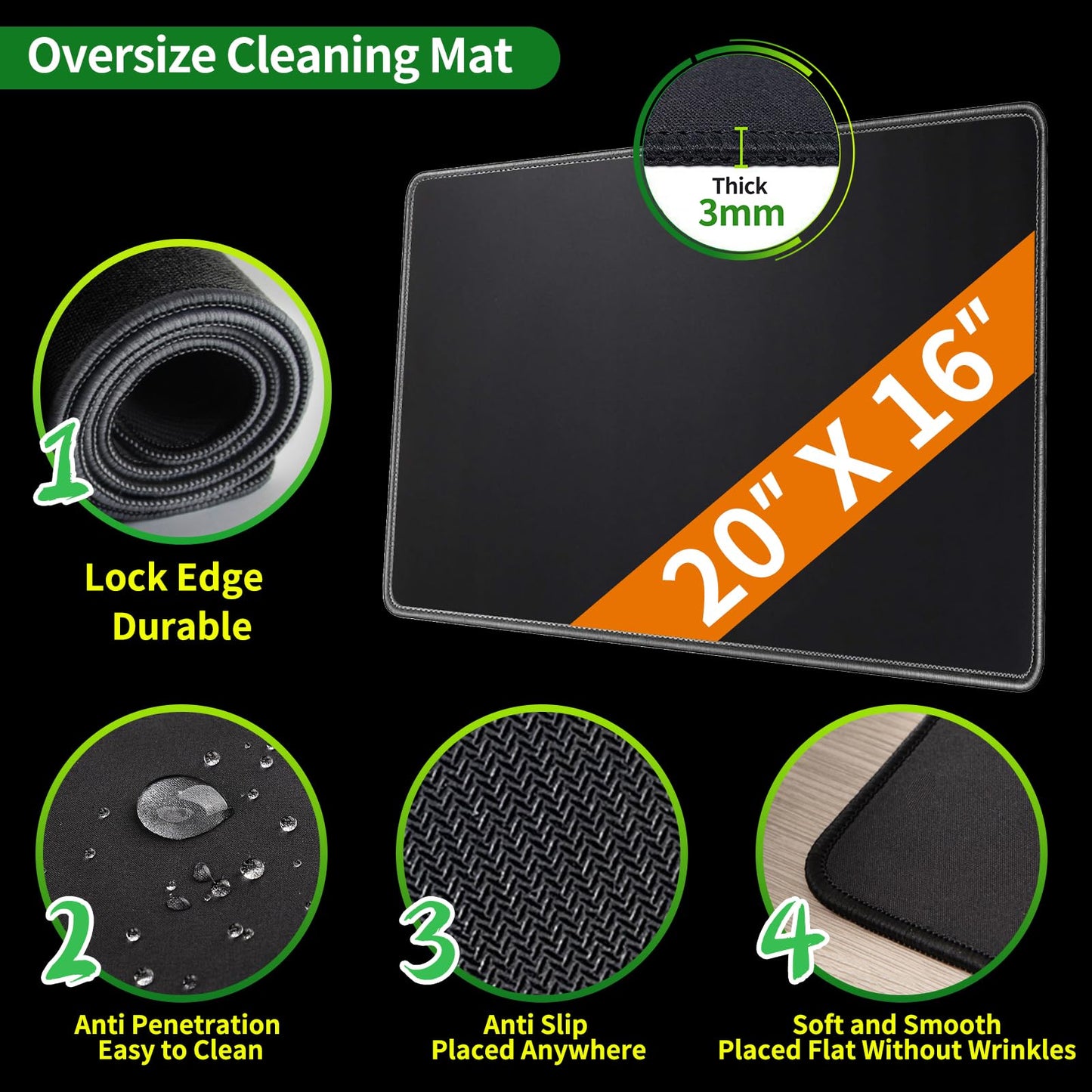 ILANSIN Premium Gun Cleaning Mat 【3 Sizes to Choose】 - Large and Thick, Oil and Solvent Resistant - Non Slip, Perfect Gun Mat for Cleaning - (Handgun, Rifle and XL Firearms) — Medium Mat(20"x 16")