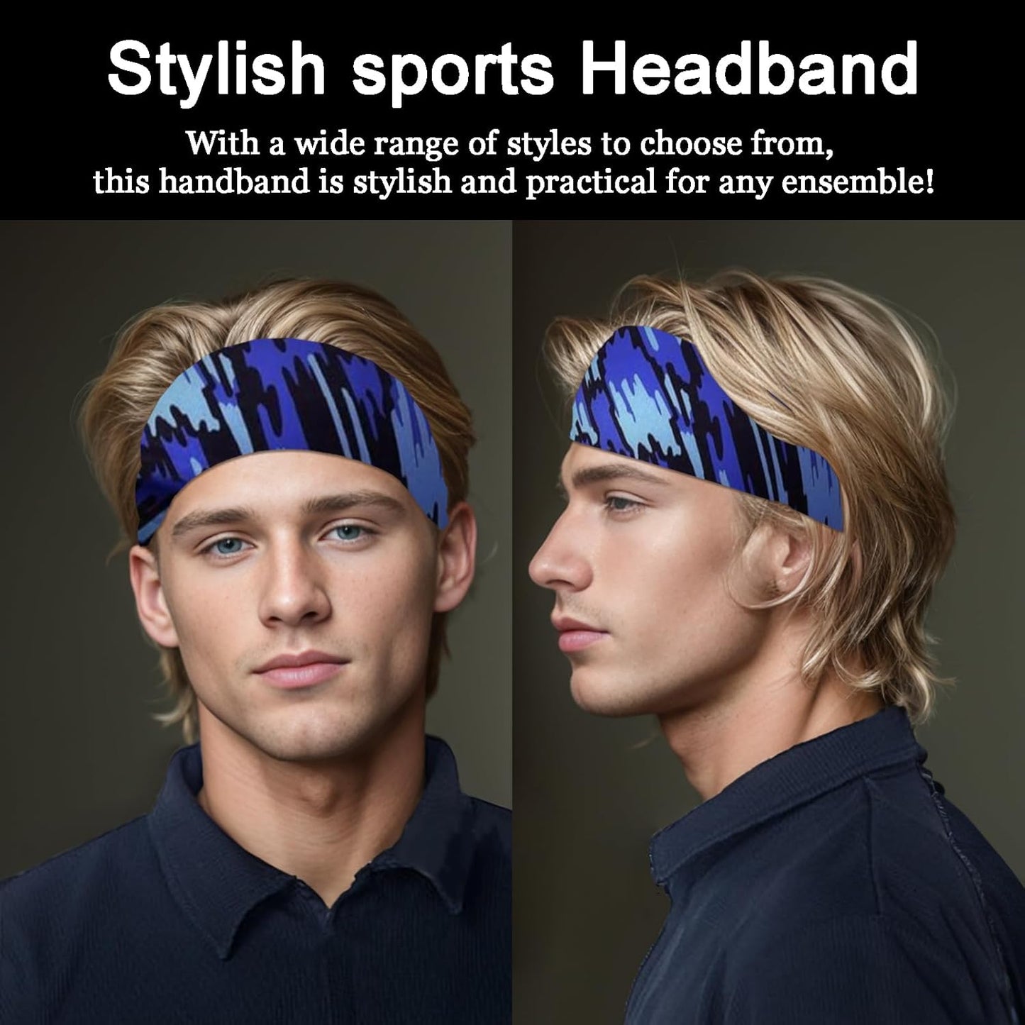 Men's 9-Pack Sports Headbands | Stretchy Sweatbands for Running & Workouts