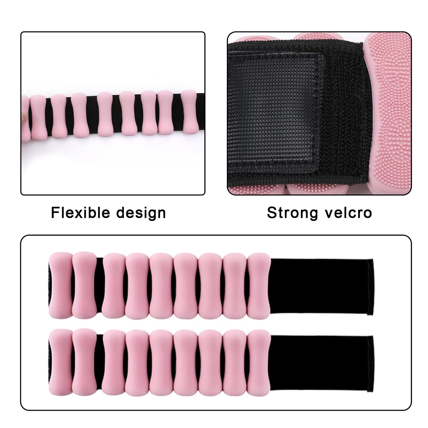 Adjustable wrist and ankle weights for women-Ankle Weights 2 Lbs/1Lb Each-Leg weights for women man (Pink)