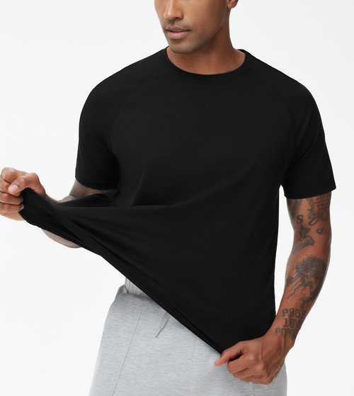 THE GYM PEOPLE Men's Workout T-Shirts Short Sleeve Breathable UPF 50+ Outdoor Athletic Running Tee Tops Black
