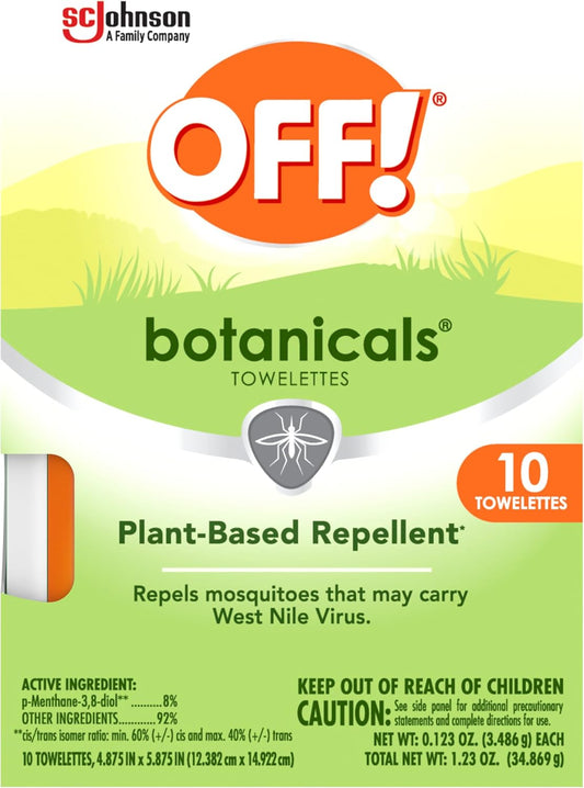 OFF! Botanicals Insect Repellent Wipes, Mosquito Repellent, 10 Count Individually Wrapped Wipes