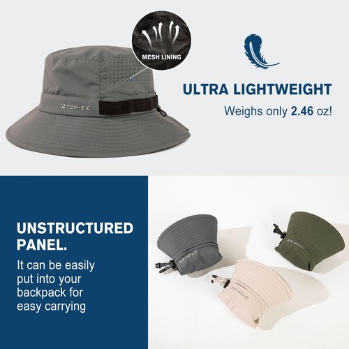 Mens Wide Brim Golf Bucket Cooling Sun Hat XL XXL SPF UV Protection Boonie Sunhat Summer Hiking Outdoor Fishing Extra Large Size 8 24" Grey