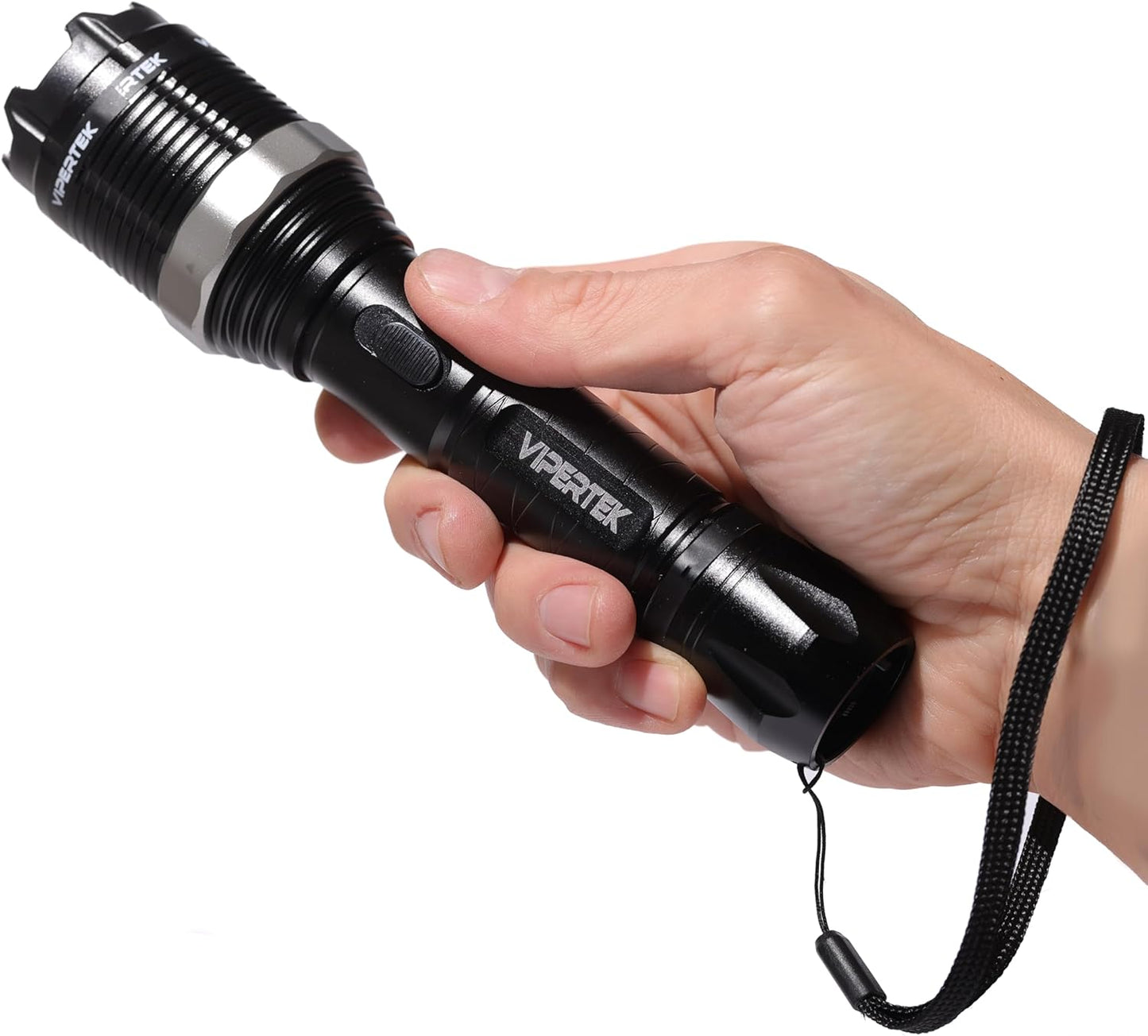 VIPERTEK VTS-T01 Aluminum Stun Gun for Self Defense Rechargeable with LED Flashlight