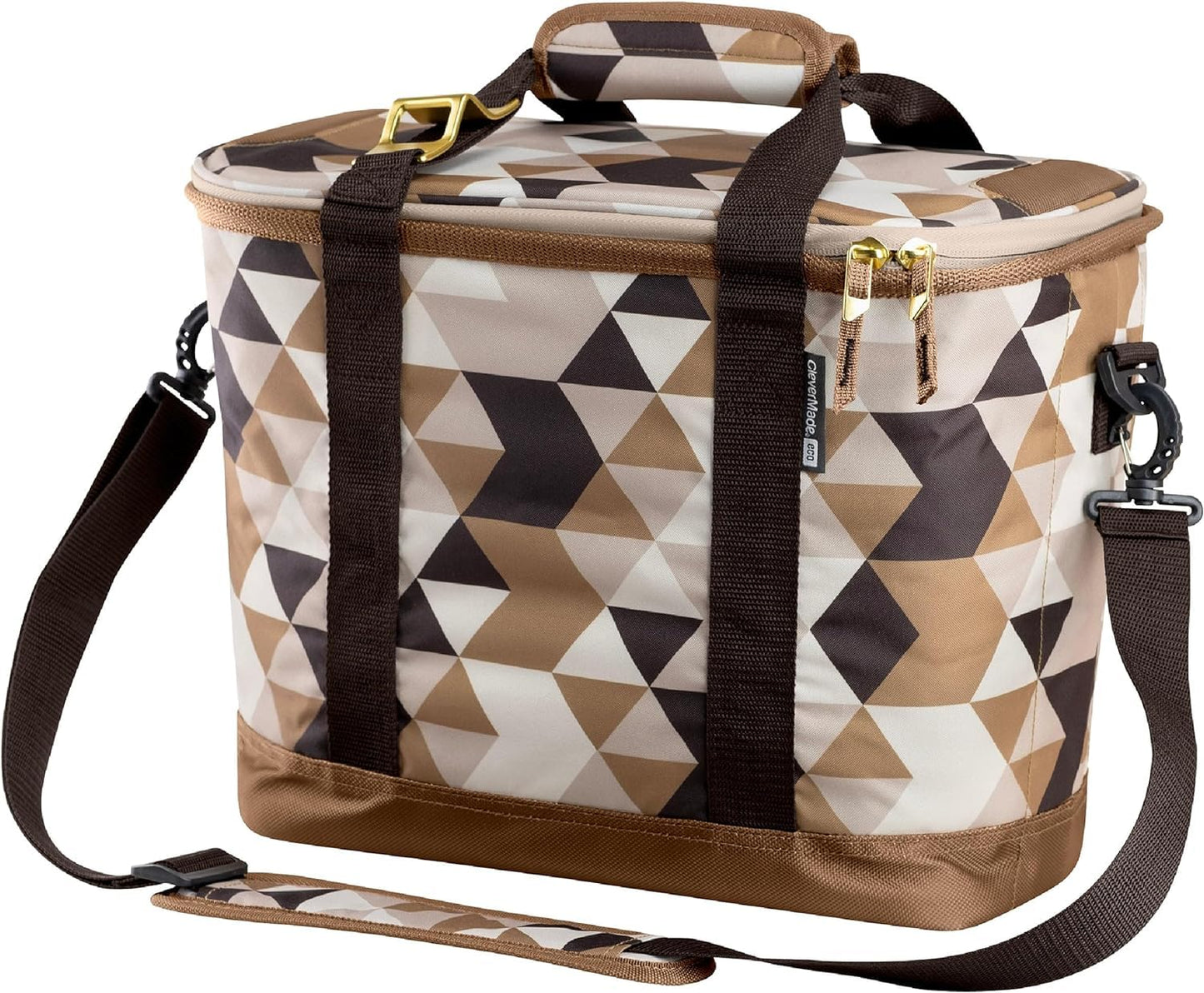 CleverMade Collapsible Insulated Cooler Bag – 24 Can Leakproof Soft Cooler for Beach, Travel, Car – Shoulder Strap, Bottle Opener – Desert Camo