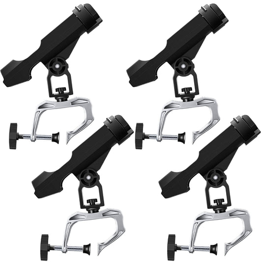 4 Pcs Fishing Boat Rods Holder 360 Degree Adjustable Folding Fishing Pole Holders with Large Clamp Opening for Boat Trolling Holder Pole Stand Rack Rod Bracket for Kayak Canoe Dock