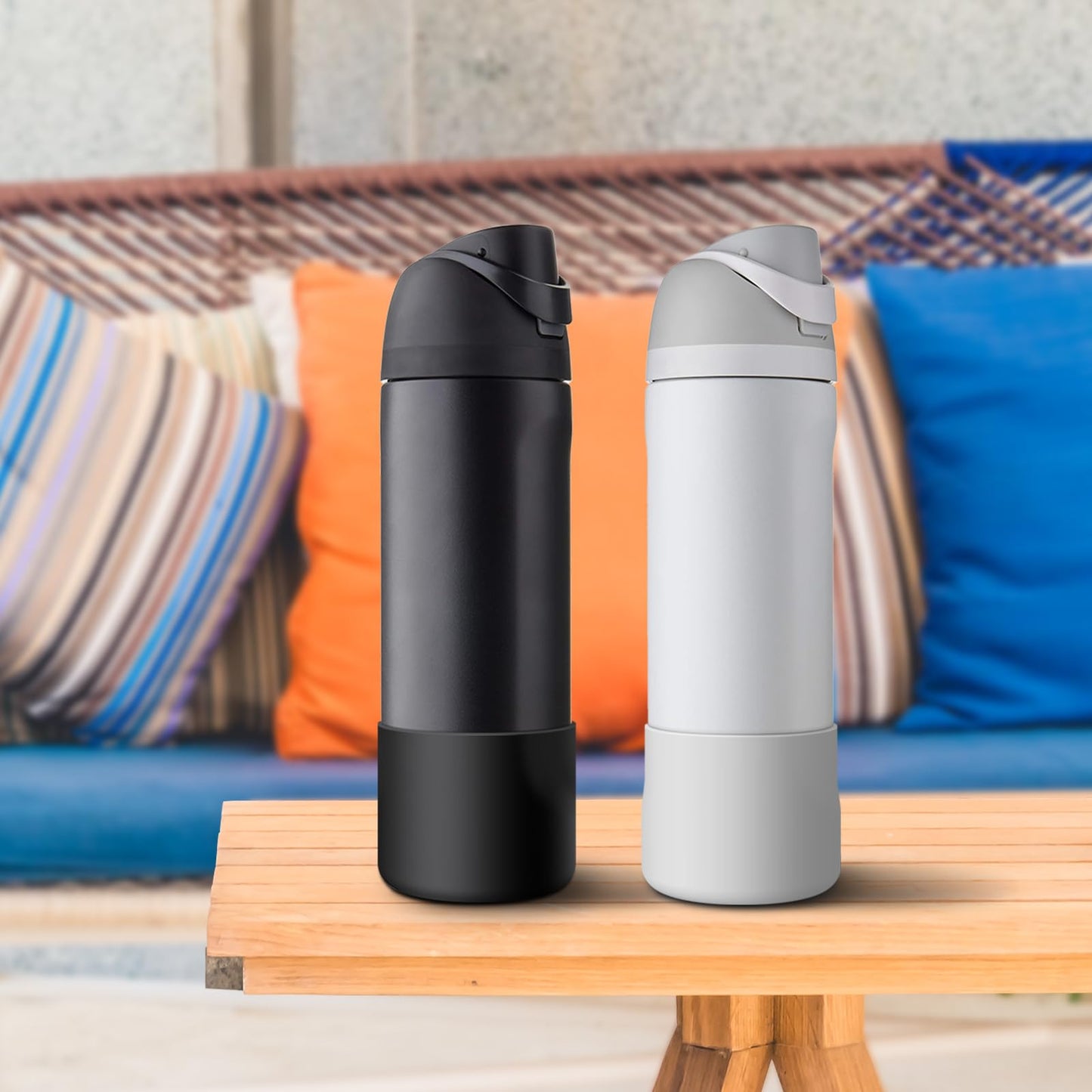 Airboat 2PCS Silicone Water Bottle Boot for Owala 24oz, Protective Bottom Bumper Anti-Slip Sleeve for FreeSip, Twist, and Flip Stainless Steel Bottles, Dishwasher Safe and BPA Free