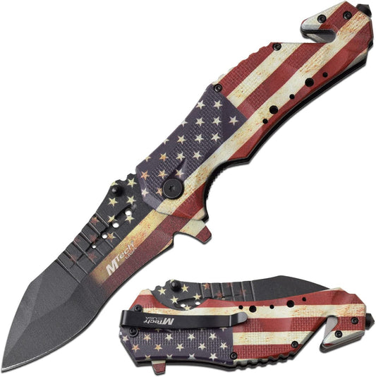MTech USA MT-A845BK SPRING ASSISTED KNIFE, 5" Closed, Black Blade