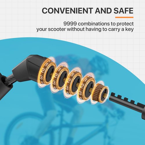 Cable Lock with Holder,Scooter Lock for Electric Scooter Adults, Bikelock with 4 Digit Resettable Combination, 5.9 FEET Long,0.39in Diameter
