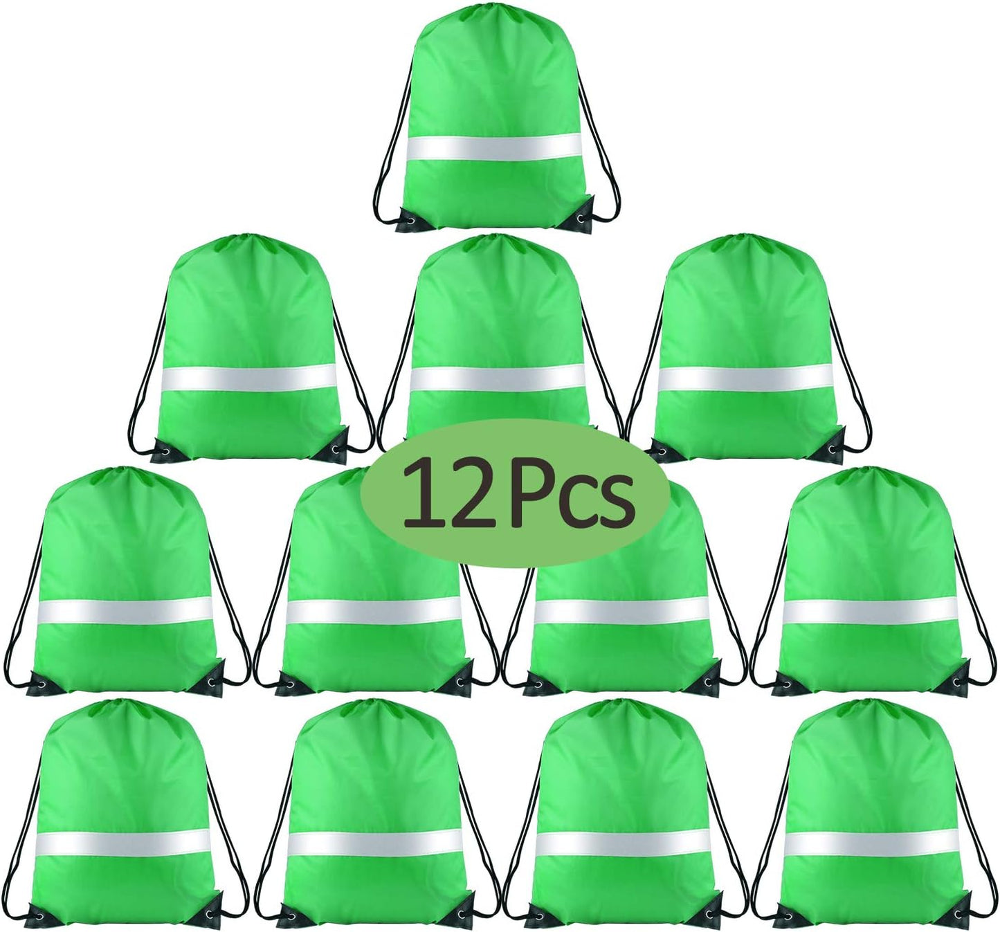 KUUQA 15 Pack Drawstring Backpack Bag Bulk Reflective Backpack String Bags Cinch Sack Backpack for Team Yoga Sport Gym Traveling