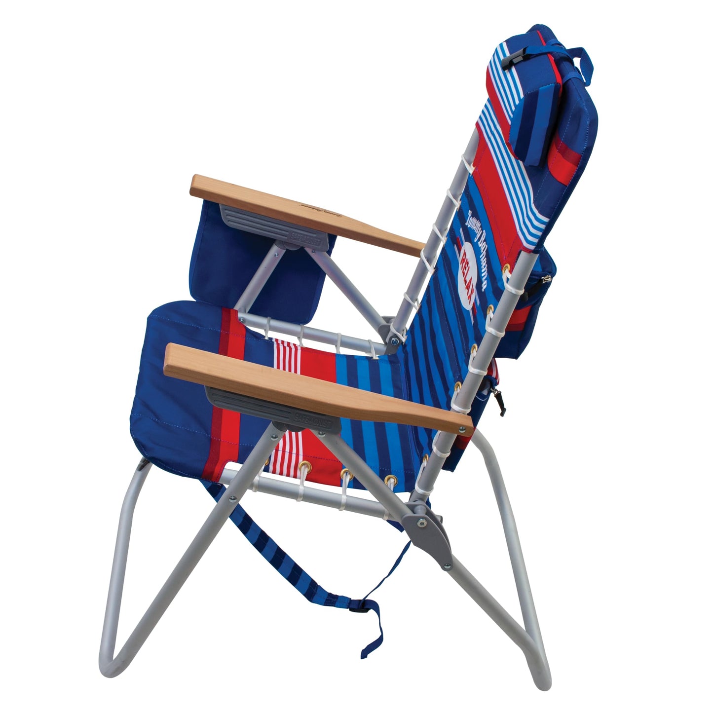 Tommy Bahama Hi-Boy 17" Seat Height 4-Position Lace-Up Suspension Folding Beach Backpack Chair, 2-Pack, Stripe