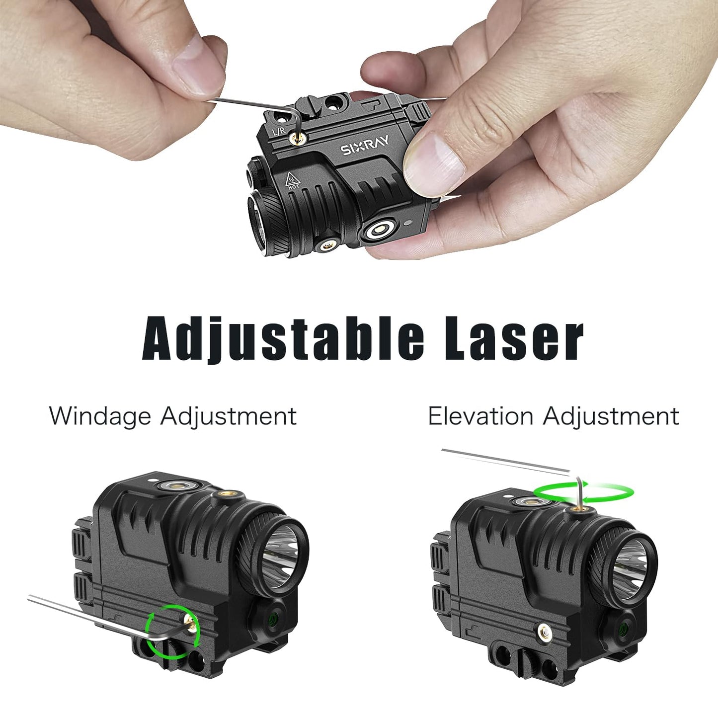 SIXRAY Rechargeable Red Laser and Flashlight for Pistol, 600 Lumen Tactical Pistol Light Laser Combo with Red Beam, Strobe, Magnetic Charging, Fit Picatinny