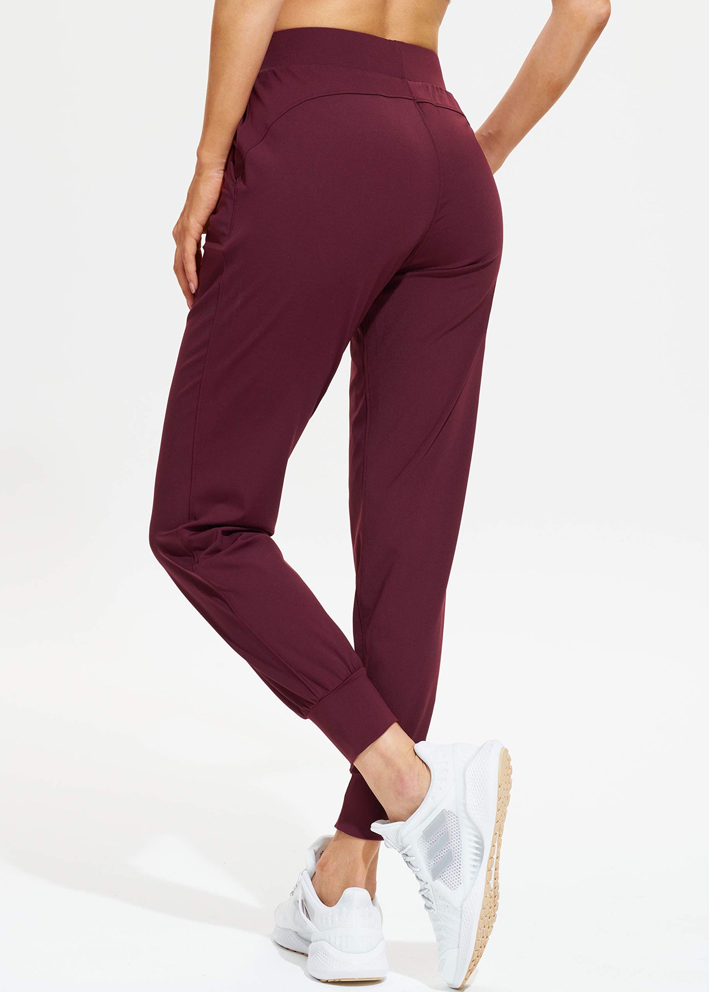 Libin Women's Joggers Pants Athletic Sweatpants with Pockets Running Tapered Casual Pants for Workout,Lounge, Burgundy 3XL