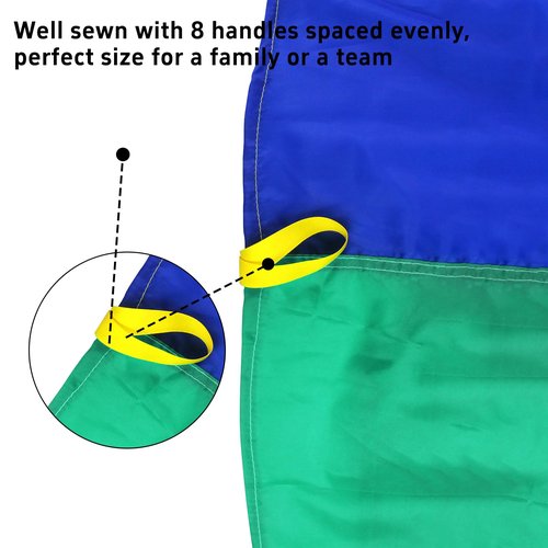 Dulousia Parachute 6.5ft - Gymnastics Parachute with Handles for Children Group Team Cooperative Games,Indoor Outdoor Gym Class Rainbow Parachute Birthday Church VBS Activity Field Days Supplies