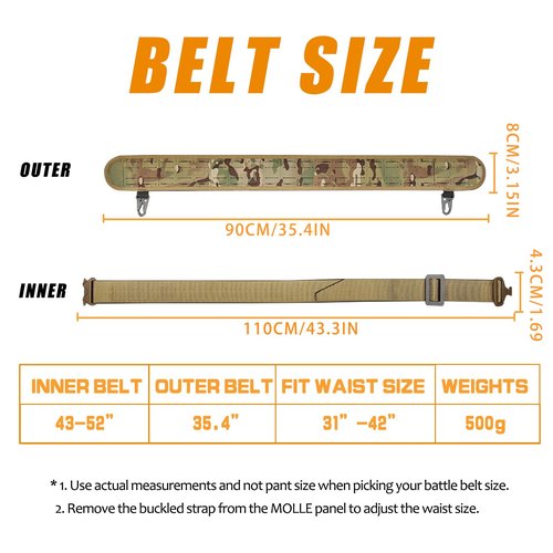 TWINFALCONS Tactical Battle Belt Modular Rigger's Belt Quick Release Buckle Molle Belt Patrol Belt Duty Belt Adjustable 1000D Nylon Belt (Coyote Brown)