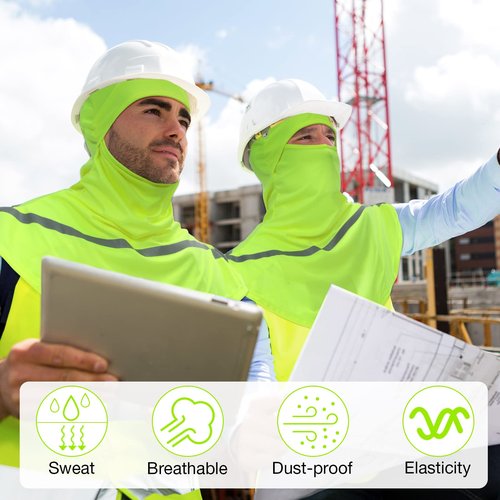 Seematn 2 Pcs Balaclava Summer Sun Protection Full Face Mask Long Neck Cover for Men Women with Reflective Strip Cooling(Neon Yellow)