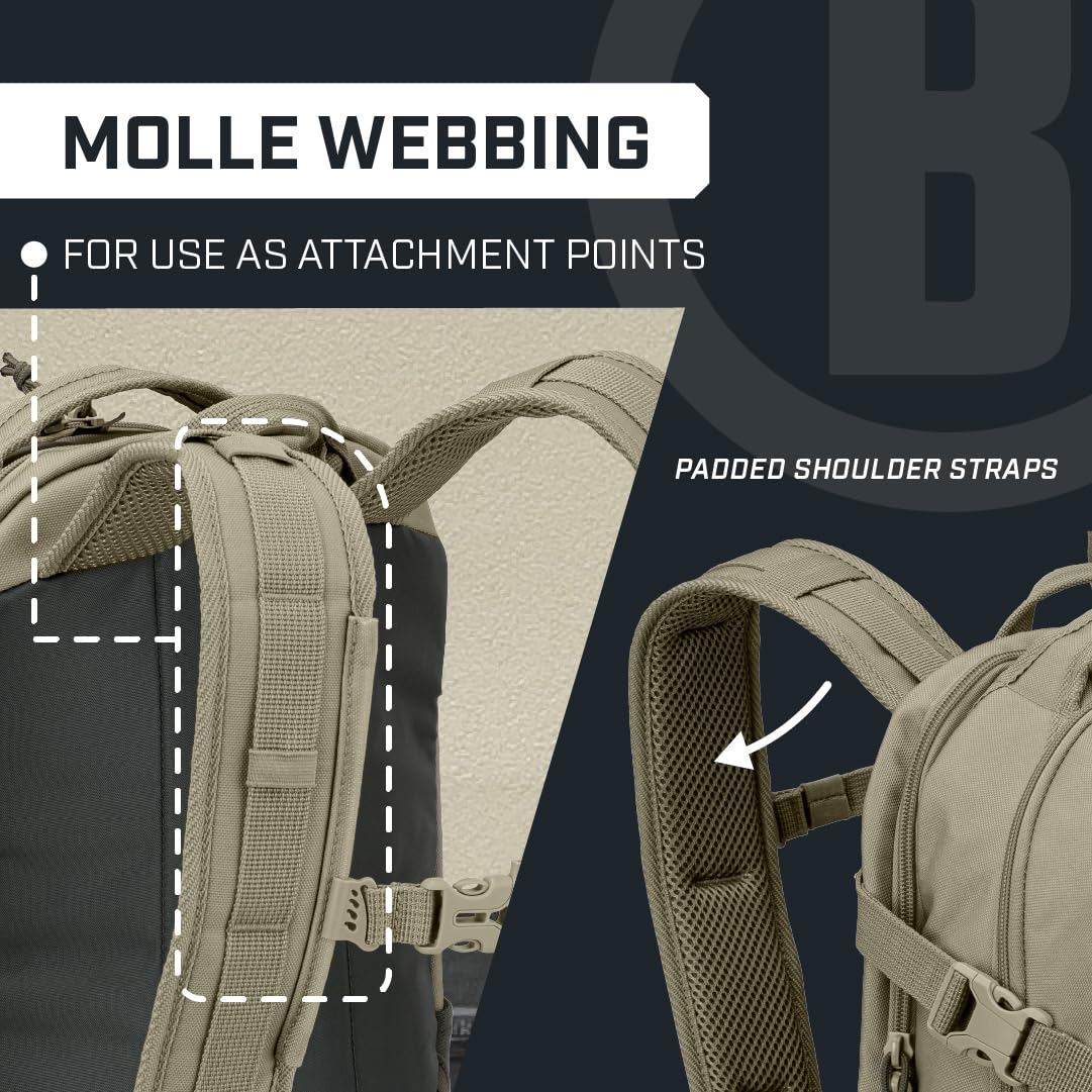 Bushnell Backpack 25L Capacity Military, Tactical, Hunting, Gym Pack. Durable & Water Resistant, EDC Day Pack