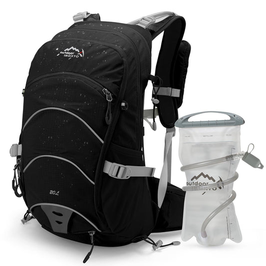 IX INOXTO Hydration Pack,20L Hydration Backpack, Hiking Internal Frame Backpacks with 2L Hydration Water Bladder and Rain Cover, for Cycling,camping, hunting,Ski, Snow for Men, Women (black)